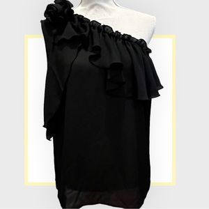 One Shoulder Black Top NWT‎ Brand New, Trendy and Sophisticated 1 Shoulder Black